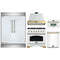 Forno 5-Piece Appliance Package - 36-Inch Antico Gas Range, Wall Mount Range Hood, 60-Inch Refrigerator, Dishwasher, & 30-Inch Microwave Oven in White with Antique Brass Handle