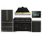 Forno Antico 5-Piece Appliance Package - 48-Inch Gas Range, 48-Inch Hood, 36-Inch Refrigerator, 24-Inch Dishwasher, & 24-Inch Microwave Oven in Black with Antique Brass Trim