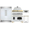 Forno 5-Piece Appliance Package - 48-Inch Gas Range, Wall Mount Range Hood, 60-Inch Refrigerator, Dishwasher, & 30-Inch Microwave Drawer in White with Antique Brass Handle