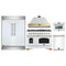 Forno 5-Piece Appliance Package - 48-Inch Antico Gas Range, Wall Mount Range Hood, 60-Inch Refrigerator, Dishwasher, & 24-Inch Microwave Oven in White with Antique Brass Handle