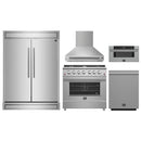 Forno 5-Piece Appliance Package - 36-Inch Gas Range, Wall Mount Range Hood, 60-Inch Refrigerator, Dishwasher, and 30-Inch Microwave Drawer in Stainless Steel