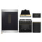 Forno 5-Piece Appliance Package - 36-Inch Gas Range, Wall Mount Range Hood, 60-Inch Convertible Refrigerator with Modern Trim, Dishwasher, and 30-Inch Microwave Drawer in Black with Antique Brass Handle