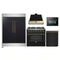 Forno 5-Piece Appliance Package - 36-Inch Gas Range, Wall Mount Range Hood, 60-Inch Convertible Refrigerator with Modern Trim, Dishwasher, and 24-Inch Microwave Oven in Black with Antique Brass Handle