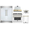 Forno 5-Piece Appliance Package - 36-Inch Gas Range, Wall Mount Range Hood, 60-Inch Refrigerator, Dishwasher, & 24-Inch Microwave Drawer in White with Antique Brass Handle