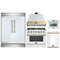 Forno 5-Piece Appliance Package - 36-Inch Gas Range, Wall Mount Range Hood, 60-Inch Refrigerator, Dishwasher, & 24-Inch Microwave Oven in White with Antique Brass Handle