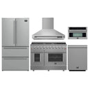 Forno 5-Piece Appliance Package - 48-Inch Gas Range, Wall Mount Range Hood, 36-Inch Refrigerator, Dishwasher, and 30-Inch Microwave Oven in Stainless Steel