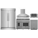 Forno 5-Piece Appliance Package - 48-Inch Gas Range, Wall Mount Range Hood, 60-Inch Refrigerator, Dishwasher, and 30-Inch Microwave Drawer in Stainless Steel
