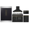 Forno 5-Piece Appliance Package - 48-Inch Gas Range, Wall Mount Range Hood, 60-Inch Refrigerator, Dishwasher, and 24-Inch Microwave Drawer in Black with Antique Brass Handle