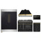 Forno 5-Piece Appliance Package - 48-Inch Gas Range, 60-Inch Convertible Refrigerator with Modern Trim, Dishwasher, and 24-Inch Microwave Drawer in Black with Antique Brass Handle
