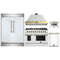Forno 5-Piece Appliance Package - 48-Inch Gas Range, Wall Mount Range Hood, 60-Inch Refrigerator, Dishwasher, & 24-Inch Microwave Drawer in White with Antique Brass Handle