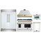 Forno 5-Piece Appliance Package - 48-Inch Gas Range, Wall Mount Range Hood, 60-Inch Refrigerator, Dishwasher, & 24-Inch Microwave Oven in White with Antique Brass Handle