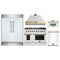 Forno 5-Piece Appliance Package - 48-Inch Gas Range, Wall Mount Range Hood, 60-Inch Refrigerator, Dishwasher, & 30-Inch Microwave Oven in White with Antique Brass Handle