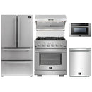 Forno 5-Piece Pro Appliance Package - 30-Inch Gas Range, Refrigerator, Wall Mount Hood with Backsplash, 24-Inch Microwave Drawer, & 3-Rack Dishwasher in Stainless Steel