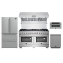 Forno 5-Piece Pro Appliance Package - 60-Inch Gas Range, Refrigerator, Wall Mount Hood with Backsplash, 30-Inch Microwave Drawer, & 3-Rack Dishwasher in Stainless Steel