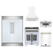 Forno 5-Piece Appliance Package - 30-Inch Capriasca French Door Dual Fuel Range, Wall Mount Range Hood, 60-Inch Refrigerator, Dishwasher, and 30-Inch Microwave Drawer in White with Antique Brass Handle