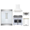 Forno 5-Piece Appliance Package - 36-Inch Capriasca French Door Dual Fuel Range, Wall Mount Range Hood, 60-Inch Refrigerator, Dishwasher, and 30-Inch Microwave Drawer in White with Antique Brass Handle