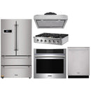 Thor Kitchen 5-Piece Pro Appliance Package - 36-Inch Rangetop with Liquid Propane Kit, Wall Oven, Under Cabinet Hood, Dishwasher & Refrigerator in Stainless Steel