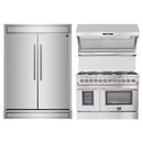 Forno 3-Piece Appliance Package - 48-Inch Dual Fuel Range, 60-Inch Pro-Style Refrigerator & Wall Mount Hood with Backsplash in Stainless Steel