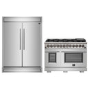 Forno 3-Piece Pro Appliance Package - 48-Inch Dual Fuel Range, 60-Inch Pro-Style Refrigerator & Wall Mount Hood in Stainless Steel
