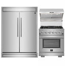 Forno 3-Piece Appliance Package - 30-Inch Gas Range, 60-Inch Pro-Style Refrigerator & Wall Mount Hood with Backsplash in Stainless Steel