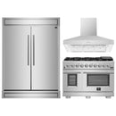 Forno 3-Piece Pro Appliance Package - 48-Inch Gas Range, 60-Inch Pro-Style Refrigerator & Wall Mount Hood in Stainless Steel