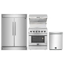 Forno 4-Piece Appliance Package - 30-Inch Electric Range, Wall Mount Range Hood with Backsplash, Pro-Style Refrigerator, and Dishwasher in Stainless Steel