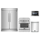 Forno 4-Piece Appliance Package - 30-Inch Electric Range, Pro-Style Refrigerator, Dishwasher, and 24-Inch Microwave Drawer in Stainless Steel