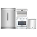 Forno 4-Piece Appliance Package - 36-Inch Electric Range, Wall Mount Range Hood with Backsplash, Pro-Style Refrigerator, and Dishwasher in Stainless Steel