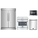 Forno 4-Piece Appliance Package - 36-Inch Electric Range, Pro-Style Refrigerator, Dishwasher, and 24-Inch Microwave Drawer in Stainless Steel