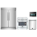 Forno 4-Piece Appliance Package - 36-Inch Electric Range, Pro-Style Refrigerator, Dishwasher, and 24-Inch Microwave Oven in Stainless Steel