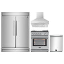Forno 4-Piece Appliance Package - 30-Inch Gas Range with Air Fryer, 60-Inch Pro-Style Refrigerator, Wall Mount Hood, & 3-Rack Dishwasher in Stainless Steel