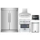 Forno 5-Piece Appliance Package - 36-Inch Electric Range, Wall Mount Range Hood, Pro-Style Refrigerator, Dishwasher, and 24-Inch Microwave Drawer in Stainless Steel