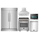 Forno 5-Piece Pro Appliance Package - 30-Inch Dual Fuel Range, 60-Inch Pro-Style Refrigerator, Wall Mount Hood, 24-Inch Microwave Oven, & 3-Rack Dishwasher in Stainless Steel