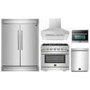 Forno 5-Piece Pro Appliance Package - 36-Inch Gas Range, 60-Inch Pro-Style Refrigerator, Wall Mount Hood, 24-Inch Microwave Oven, & 3-Rack Dishwasher in Stainless Steel