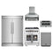 Forno 5-Piece Pro Appliance Package - 30-Inch Capriasca French Door Dual Fuel Range, 60-Inch Pro-Style Refrigerator, Wall Mount Hood, 30-Inch Microwave Drawer, & 3-Rack Dishwasher in Stainless Steel