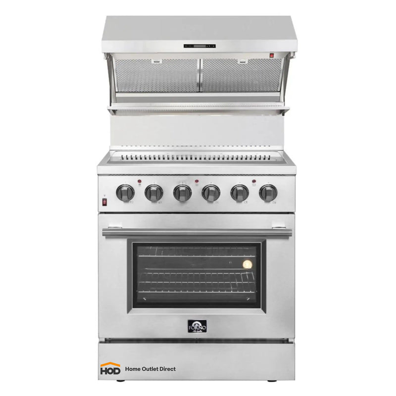 Forno 2-Piece Appliance Package - 30-Inch Electric Range and Wall Mount Range Hood with Backsplash in Stainless Steel