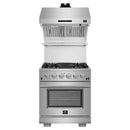Forno 2-Piece Pro Appliance Package - 30-Inch Gas Range & Wall Mount Hood with Backsplash in Stainless Steel