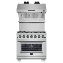 Forno 2-Piece Pro Appliance Package - 36-Inch Gas Range & Wall Mount Hood with Backsplash in Stainless Steel