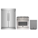 Forno 3-Piece Appliance Package - 36-Inch Dual Fuel Range, 60-Inch Refrigerator, and Dishwasher in Stainless Steel