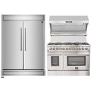 Forno 2-Piece Appliance Package - 48-Inch Galiano Dual Fuel Range, Wall Mount Range Hood with Backsplash & 60-Inch Refrigerator in Stainless Steel