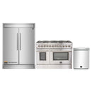 Forno 3-Piece Appliance Package - 48-Inch Dual Fuel Range, 60-Inch Refrigerator, and Dishwasher in Stainless Steel