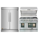 Forno 3-Piece Appliance Package - 48-Inch Gas Range, Refrigerator, & Wall Mount Hood with Backsplash in Stainless Steel