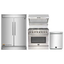 Forno 4-Piece Appliance Package - 36-Inch Dual Fuel Range, 60-Inch Refrigerator, Wall Mount Hood with Backsplash, & 3-Rack Dishwasher in Stainless Steel
