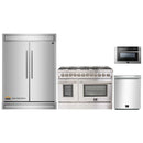 Forno 4-Piece Appliance Package - 48-Inch Dual Fuel Range, 60-Inch Refrigerator, Dishwasher, and 24-Inch Microwave Drawer in Stainless Steel