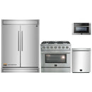 Forno 4-Piece Appliance Package - 36-Inch Gas Range, 60-Inch Refrigerator, 24-Inch Microwave Drawer, & 3-Rack Dishwasher in Stainless Steel