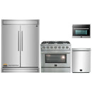 Forno 4-Piece Appliance Package - 36-Inch Gas Range, 60-Refrigerator, 24-Inch Microwave Oven, & 3-Rack Dishwasher in Stainless Steel