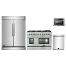 Forno 4-Piece Appliance Package - 48-Inch Gas Range, 60-Inch Refrigerator, 24-Inch Microwave Drawer, & 3-Rack Dishwasher in Stainless Steel