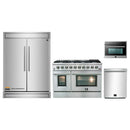 Forno 4-Piece Appliance Package - 48-Inch Gas Range, 60-Inch Refrigerator, 24-Inch Microwave Oven, & 3-Rack Dishwasher in Stainless Steel