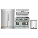 Forno 4-Piece Appliance Package - 48-Inch Gas Range, 60-Inch Refrigerator, Wall Mount Hood with Backsplash, & 3-Rack Dishwasher in Stainless Steel