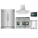 Forno 5-Piece Appliance Package - 48-Inch Gas Range, Refrigerator, Wall Mount Hood, 24-Inch Microwave Oven, & 3-Rack Dishwasher in Stainless Steel